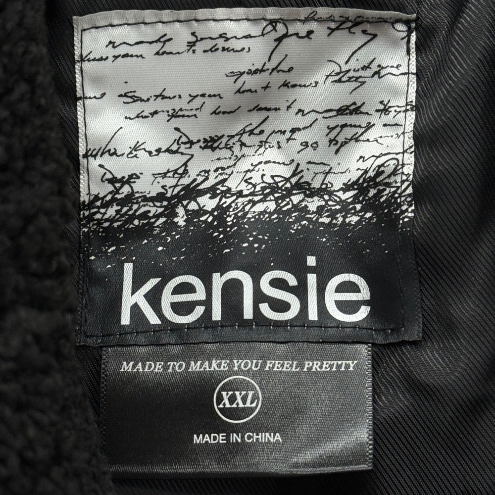 Kensie Womens Black‎ Faux Fur Teddy Coat Double Breasted Pockets Warm Winter NEW - Picture 3 of 16
